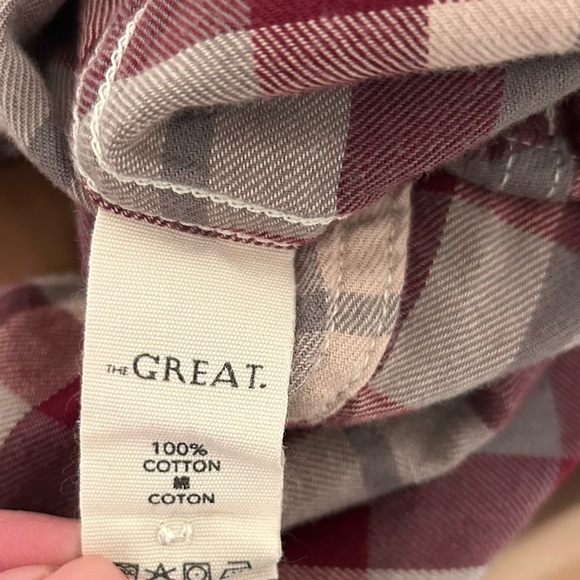 The Great. Button Down Flannel Plaid Check Women's Size 0 or XS Long Sleeve - Picture 3 of 4